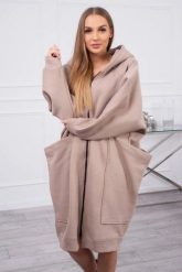Bluza ocieplana oversize ciemno beżowa. Brązowe bluzy damskie KESI, l, bez wzorów, z bawełny, bez kaptura. Za 334.56 zł.