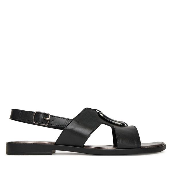 Sandały Lasocki. Czarne sandały damskie Lasocki, bez wzorów, bez obcasa, na płaskiej podeszwie, bez zapięcia. Za 169.99 zł.