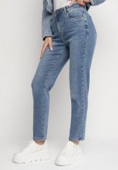 Niebieskie Jeansy z Bawełną o Kroju Mom Fit z Wysokim Stanem Isariva. Niebieskie jeansy damskie Born2be, bez wzorów, z bawełny. Za 54.99 zł.