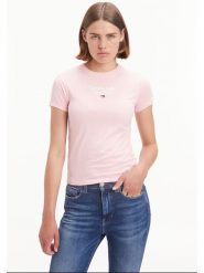 TOMMY JEANS Koszulka w kolorze jasnoróżowym rozmiar: M. Różowe bluzki damskie Tommy Jeans, m, bez wzorów, z jeansu, bez kołnierzyka, bez ramiączek. Za 105.38 zł.