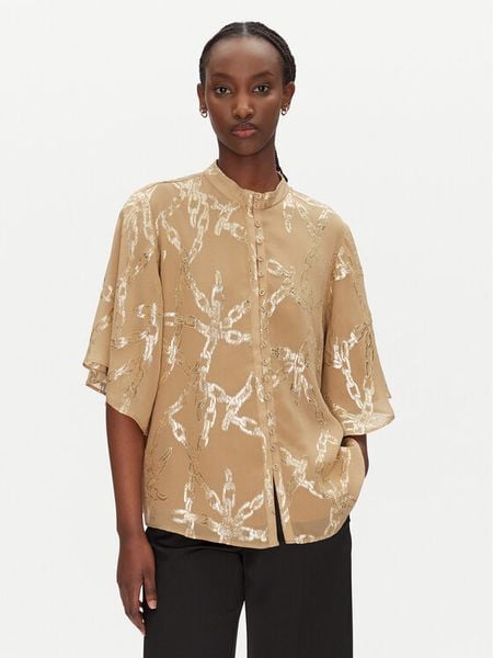 Bruuns Bazaar Koszula Mateli BBW4551 Beżowy Regular Fit. Brązowe koszule damskie Bruuns Bazaar, bez wzorów, z wiskozy, bez kołnierzyka, bez ramiączek. Za 399.99 zł.
