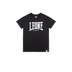 Leone 1947 Basic Kurzarm-T-Shirt z dużym logo dla Kinder. Czarne t-shirty damskie LEONE 1947 APPAREL, bez wzorów, z bawełny, bez kołnierzyka. W wyprzedaży za 39.68 zł.