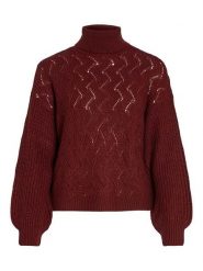 Vila Sweter w kolorze bordowym rozmiar: L. Czerwone golfy damskie Vila, l, bez wzorów, ze splotem, bez ramiączek. Za 87.81 zł.