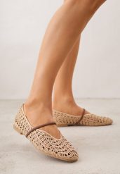 Beżowe Ażurowe Balerinki z Imitacji Plecionki z Paskiem Naeraea. Brązowe balerinki damskie Born2be, w ażurowe wzory. Za 99.99 zł.