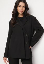 Czarna Dwurzędowa Marynarka z Usztywnioną Linią Ramion Sonarilla. Czarne marynarki i żakiety damskie Born2be, m, bez wzorów, z jeansu, eleganckie. Za 239.99 zł.