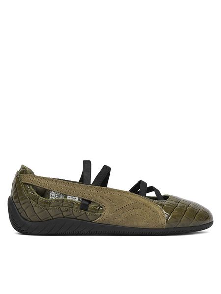 Puma Baleriny Speedcat Ballet 407680 Khaki. Brązowe balerinki damskie Puma, bez wzorów, z lakierowanej skóry. Za 399.99 zł.