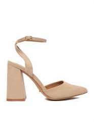 DeeZee Czółenka CEO-CD25-039-1 Beżowy. Brązowe czółenka damskie DeeZee, bez wzorów, z materiału, bez obcasa. Za 139.99 zł.