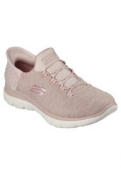 Tenisówki Skechers Model Slip-ins Summits- Dazzling Haze Kolor Rose. Czerwone trampki damskie Skechers, bez wzorów, z dzianiny, bez zapięcia. Za 299.99 zł.