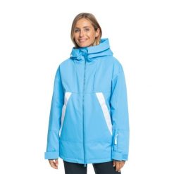 Kurtka snowboardowa damska ROXY Chloe Kim. Niebieskie kurtki sportowe damskie Roxy, na jesień, m, bez wzorów, z materiału, z kapturem. Za 1,099.00 zł.
