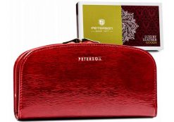 Portfel damski PETERSON PTN 42123-SH RED czerwony. Czerwone portfele damskie Peterson, bez wzorów, ze skóry. Za 137.99 zł.