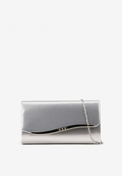 Srebrna Torebka Kopertówka z Dodatkowym Łańcuszkiem na Ramię Iredi. Szare torebki klasyczne damskie Born2be, na ramię, bez dodatków. Za 59.99 zł.