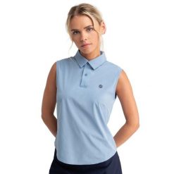 Koszulka polo golf techiczna damska Llorea. Niebieskie koszulki damskie SIROKO, bez wzorów, bez kołnierzyka, bez ramiączek. W wyprzedaży za 128.95 zł.