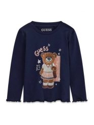 Guess Kids T-Shirt 183729 Niebieski Classic Fit. Niebieskie koszulki i t-shirty dziewczęce Guess Kids, z aplikacjami, bez kołnierzyka, bez ramiączek. Za 94.99 zł.