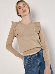 Apricot Sweter w kolorze beżowym rozmiar: L. Brązowe swetry klasyczne damskie Apricot, l, bez kołnierzyka. Za 100.99 zł.