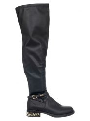 Liu Jo Kozaki w kolorze czarnym rozmiar: 39. Czarne kozaki damskie Liu Jo, na zimę, z okrągłym noskiem, bez obcasa, bez zapięcia. Za 430.95 zł.