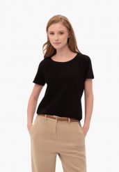 Elastyczna koszulka basic T-ANA. Czarne koszulki damskie Volcano, m, bez wzorów, z bawełny, bez kołnierzyka, bez ramiączek. Za 59.99 zł.