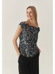 TATUUM Bluzka w kolorze granatowo-beżowym rozmiar: 44. Niebieskie bluzki damskie TATUUM, bez wzorów, z wiskozy, bez kołnierzyka, bez ramiączek. Za 91.56 zł.