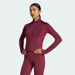Bluza PrimeLift Essentials Workout Shine Zip. Czerwone bluzy damskie Adidas, uniwersalny, bez wzorów, z elastanu, bez kaptura. Za 239.00 zł.