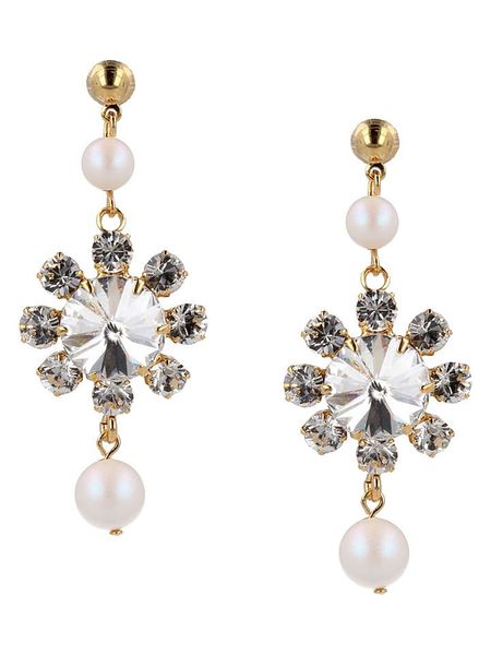 Otazu Pozłacane kolczyki-wkrętki z kryształami Swarovski i perłami rozmiar: onesize. Białe kolczyki damskie Otazu, z kryształem, pozłacane. Za 173.99 zł.