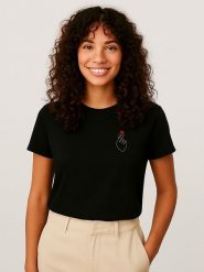 WOOOP Koszulka "K Love Cur" w kolorze czarnym rozmiar: S. Czarne koszulki damskie Wooop, s, bez wzorów, z bawełny, bez kołnierzyka, bez ramiączek. Za 70.24 zł.