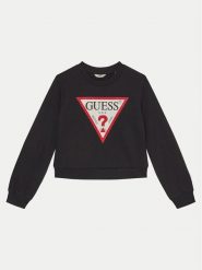 Guess Bluza J4YQ22 KA6R4 Czarny Regular Fit. Czarne bluzy dziewczęce Guess, z aplikacjami, z bawełny, bez ramiączek, bez kaptura. Za 129.99 zł.
