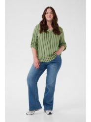 KAFFE curve Bluzka w kolorze zielono-czarnym rozmiar: 50. Zielone bluzki damskie KAFFE curve, bez wzorów, z wiskozy, bez kołnierzyka, bez ramiączek. Za 100.04 zł.