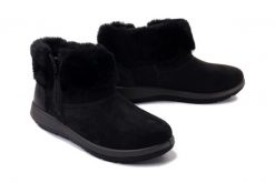 INBLU WG-50 czarny, botki damskie. Czarne botki damskie Inblu, na zimę, z tkaniny, bez obcasa, bez zapięcia. Za 124.90 zł.