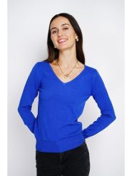 ASSUILI Sweter w kolorze niebieskim rozmiar: 38. Niebieskie swetry klasyczne damskie Assuili, z kaszmiru, bez kołnierzyka. Za 180.06 zł.