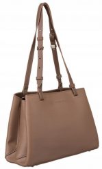 Klasyczny tote bag David Jones CM6533 c. beżowy. Brązowe torebki klasyczne damskie David Jones, ze skóry ekologicznej, bez dodatków. Za 119.99 zł.