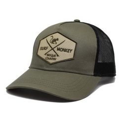 Czapka Trucker - 5 Paneli / Dorośli / Jeden Rozmiar (Oliwkowy/Czarny). Zielone czapki z daszkiem damskie SURF MONKEY, bez wzorów. Za 159.95 zł.