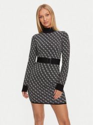 Guess Sukienka dzianinowa Lise W4BK43 Z37K0 Czarny Regular Fit. Czarne sukienki damskie Guess, z aplikacjami, z dzianiny, bez ramiączek. Za 309.99 zł.