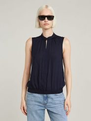 G-Star Bluzka w kolorze granatowym rozmiar: S. Niebieskie bluzki damskie G-Star, s, bez wzorów, z wiskozy, klasyczne, bez kołnierzyka, bez ramiączek. Za 126.15 zł.