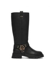 MEXX Kozaki EO-CD25-375-01 Czarny. Czarne kozaki damskie Mexx, bez obcasa, na płaskiej podeszwie, bez zapięcia. Za 599.99 zł.
