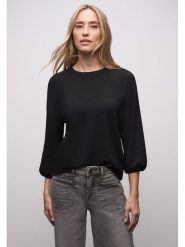 Street One Koszulka w kolorze czarnym rozmiar: 34. Czarne bluzki damskie Street One, bez wzorów, street, bez kołnierzyka, bez ramiączek. Za 108.74 zł.