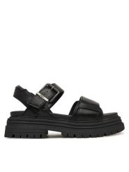 Buffalo Sandały Lennox 1602321 Czarny. Czarne sandały damskie Buffalo, bez wzorów, ze skóry, bez obcasa, na płaskiej podeszwie, bez zapięcia. Za 349.99 zł.