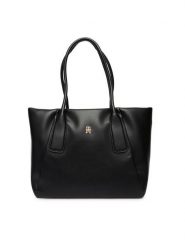 Tommy Hilfiger Torebka Th Essential Tote AW0AW18374 Czarny. Czarne shopper bag Tommy Hilfiger, bez wzorów, ze skóry, bez dodatków. Za 649.99 zł.