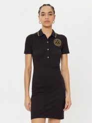 Versace Jeans Couture Sukienka codzienna 78HAOT01 Czarny Regular Fit. Czarne sukienki damskie Versace Jeans Couture, bez wzorów, z bawełny, bez ramiączek. Za 399.99 zł.