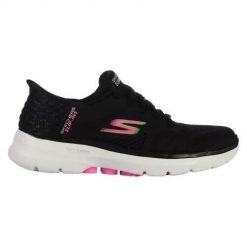Buty do chodzenia damskie Skechers Go Walk 6 Vivid Id Slip Ins. Czarne obuwie sportowe casual damskie Skechers, z materiału, trekkingowe. Za 467.00 zł.