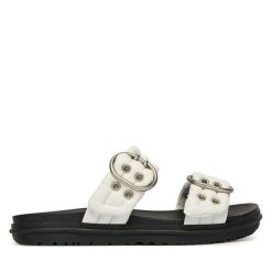 Klapki EMU Australia. Białe klapki damskie EMU Australia, bez wzorów, bez obcasa, bez zapięcia. Za 468.99 zł.