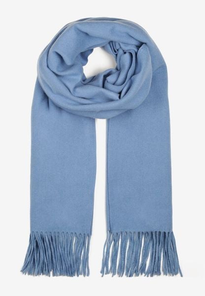 Niebieski Szalik z Tkaniny Wykończony Frędzlami Teofilla. Niebieskie szaliki damskie Born2be, bez wzorów, z tkaniny. Za 49.99 zł.