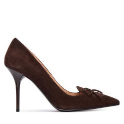 Szpilki LOVE MOSCHINO. Brązowe szpilki damskie Love Moschino, bez wzorów, bez obcasa, na szpilce, bez zapięcia. Za 849.99 zł.