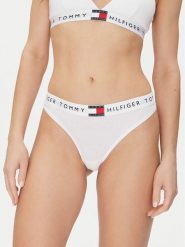 Tommy Hilfiger Stringi UW0UW06039 Biały. Białe stringi Tommy Hilfiger, bez wzorów, z bawełny. Za 59.99 zł.