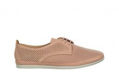 Półbuty Bayla-161 158 23702 Nude 161485, Różowy, Skóra naturalna - 38. Czerwone półbuty damskie Bayla, na lato, bez wzorów, z materiału, bez obcasa, bez zapięcia. W wyprzedaży za 179.10 zł.