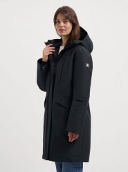 TRAVELIN' Płaszcz zimowy w kolorze antracytowo-czarnym rozmiar: S. Czarne płaszcze damskie Travelin', na zimę, s, bez wzorów, z puchu, bez kaptura. Za 583.45 zł.