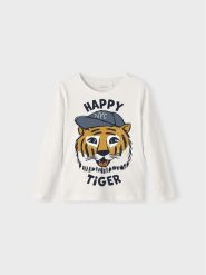 NAME IT Bluzka 13218862 Biały Regular Fit. Białe t-shirty i koszulki chłopięce Name it, bez wzorów, z bawełny, bez kołnierzyka, bez ramiączek. Za 49.99 zł.
