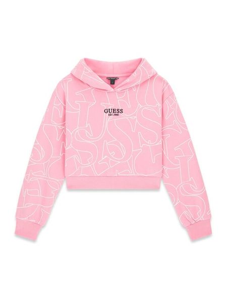 Guess Kids Sweter 183842 Różowy Classic Fit. Czerwone swetry dziewczęce Guess Kids, z aplikacjami, bez kołnierzyka, bez ramiączek. Za 214.99 zł.
