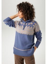 Aniston Sweter w kolorze niebiesko-beżowym rozmiar: 40. Brązowe swetry klasyczne damskie Aniston, bez kołnierzyka. Za 82.99 zł.