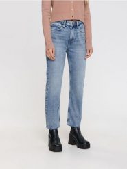 Jeansy straight high waist - niebieski. Niebieskie jeansy damskie Sinsay, z podwyższonym stanem. Za 89.99 zł.