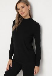 Czarny Sweter o Klasycznym Kroju z Wiskozą Nerella. Czarne swetry klasyczne damskie Born2be, l, z jeansu, bez kołnierzyka. Za 54.99 zł.