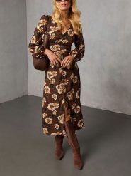 Milan Kiss Sukienka w kolorze brązowym rozmiar: XL. Brązowe sukienki damskie Milan Kiss, bez wzorów, bez ramiączek. Za 173.99 zł.